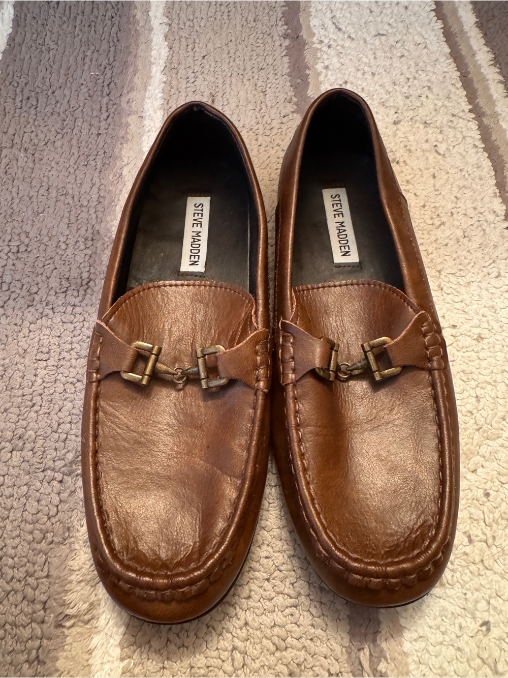 Steve Madden Brown Leather Bit Slip-On Loafers